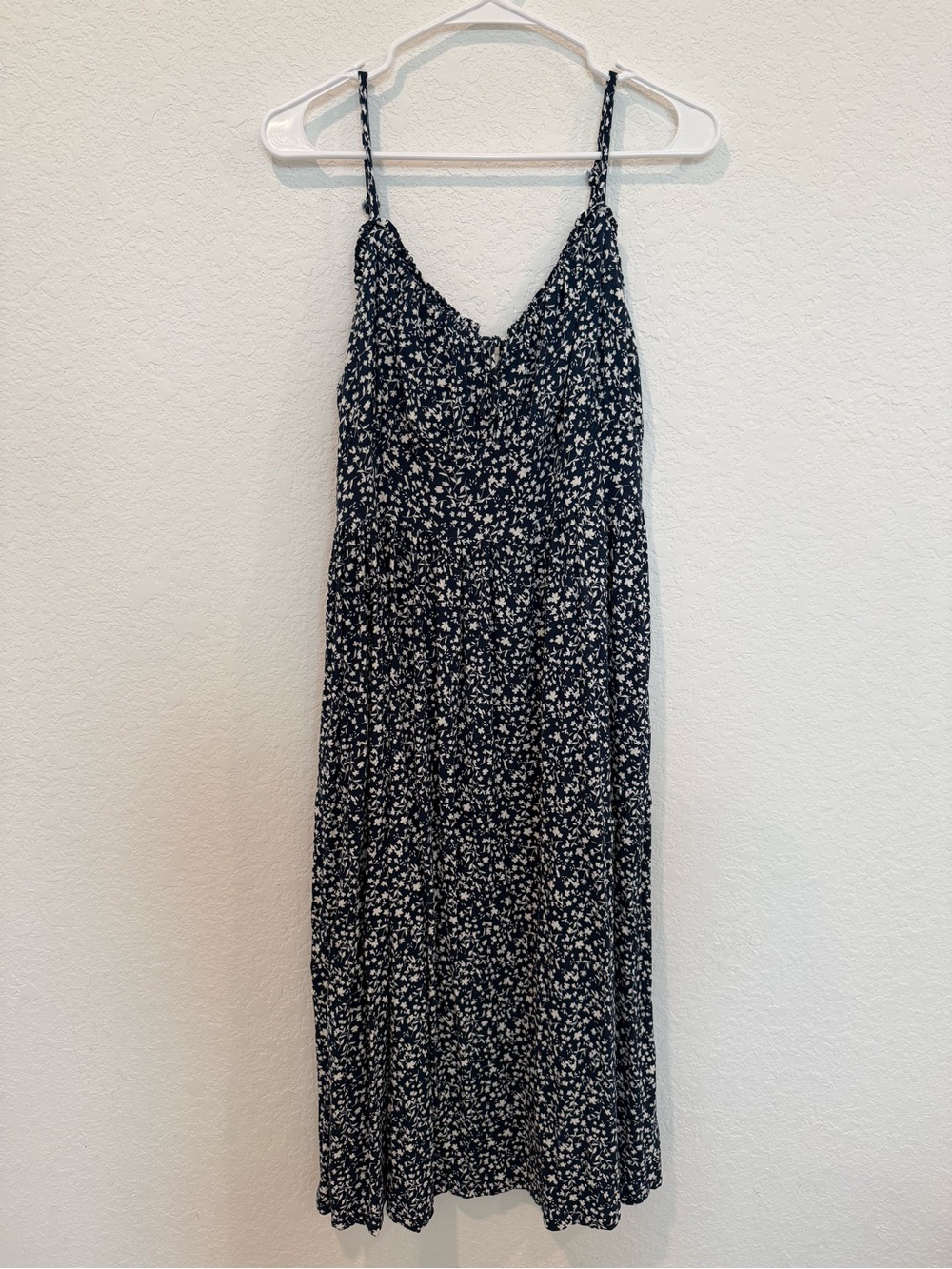 Old Navy Navy Midi Dress with White Floral Print
